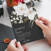 Aquarelle noire moderne Mariage orchidée de luxe