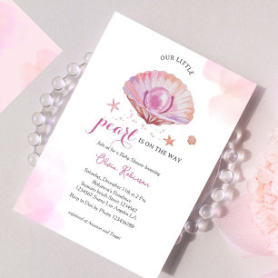 Invitation Aquarelle Notre Petit Baby shower Pearl Girl