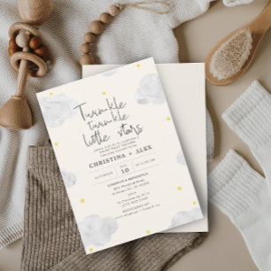Invitation Aquarelle Nuages Sexe Baby shower jumeau neutre