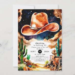 Invitation Aquarelle Occidentale Cowboy