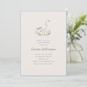 Invitation Aquarelle Oie Floral Mignon Fantaisiste Baby Showe