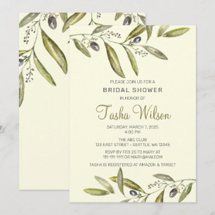 Invitation Aquarelle olivier branches nuptiale