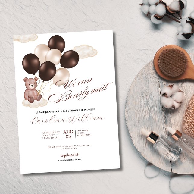 Invitation Aquarelle on peut attendre baby shower garçon (Créateur téléchargé)