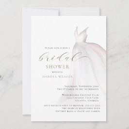 Invitation Aquarelle or blanc Mariage Fête des mariées robe