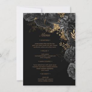 Invitation Aquarelle or noir Rose menu Mariage