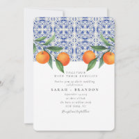 Aquarelle Orange Bleu Mariage méditerranéen