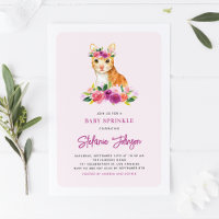 Aquarelle Orange Chat Fleurs violettes Bébé Parsem