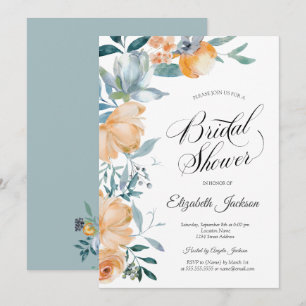 Invitation Aquarelle Orange Flowers Fête des mariées