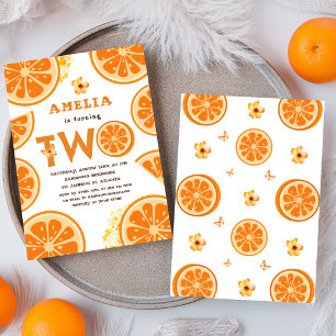 Invitation Aquarelle orange Fruité Citrus Anniversaire de enf