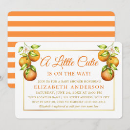 Invitation Aquarelle Oranges Little Cutie Gold Douche