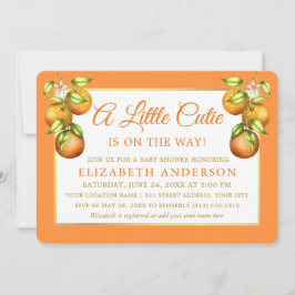 Invitation Aquarelle Oranges Un petit Baby shower en or Cutie