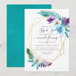 Invitation Aquarelle Orchidées Tropicales Géométriques Sip an