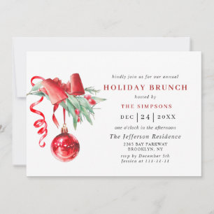 Invitation Aquarelle Ornement NOËL VACANCES BRUNCH