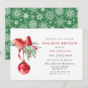 Invitation Aquarelle Ornement NOËL VACANCES BRUNCH