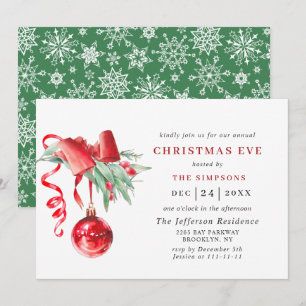 Invitation Aquarelle Ornement Vacances NOËL EVE