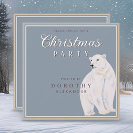 Invitation Aquarelle Ours Polaire Vintage Noël