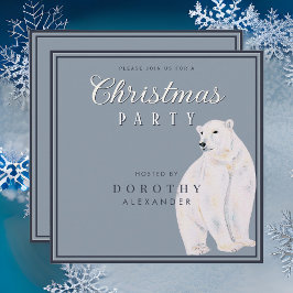 Invitation Aquarelle Ours Polaire Vintage Noël