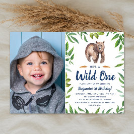 Invitation Aquarelle Ours Wild One | Photo fête d'anniversair