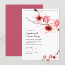 Aquarelle Painted Cherry Blossom Engagement