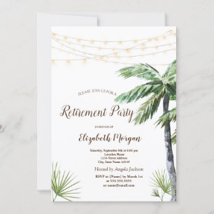 Invitation Aquarelle Palm Chaîne Lumière Parti de retraite