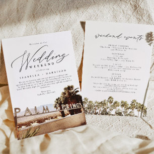 Invitation Aquarelle Palm Springs Mariage Bienvenue Itinérair