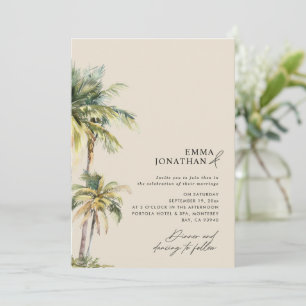 Invitation Aquarelle Palmier Destination mariage côtier