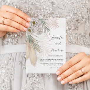 Invitation Aquarelle Pampas Grass & Blanc Floral Mariage