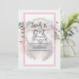 Invitation Aquarelle Panda Flowers