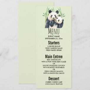 Invitation Aquarelle Panda Ours Maman & Bébé en Bambou