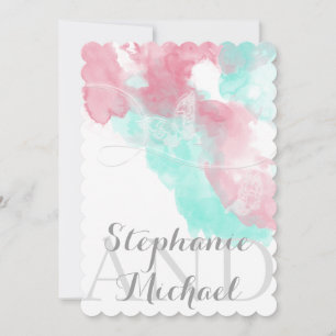 Invitation Aquarelle Papillon à tête blanche Mariage