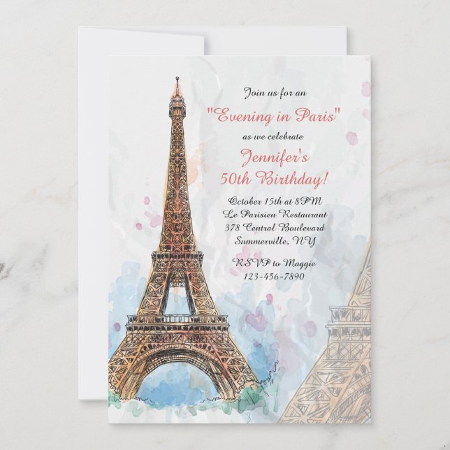 Invitation Aquarelle Paris (Devant)