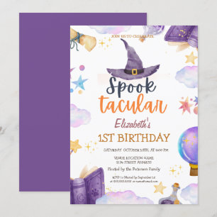 Invitation Aquarelle Parlée Taculaire Halloween Anniversaire