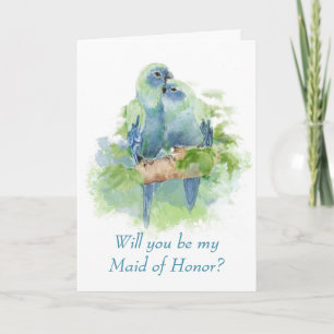 Invitation Aquarelle Parrot bleu Oiseau tropical Maid of Hono