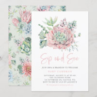 Aquarelle Pastel Succulents Sip été et voir