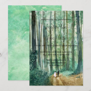 Invitation Aquarelle paysage boisé peint à la main