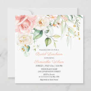 Invitation Aquarelle Peach Rose Blush Flower Fête des mariées