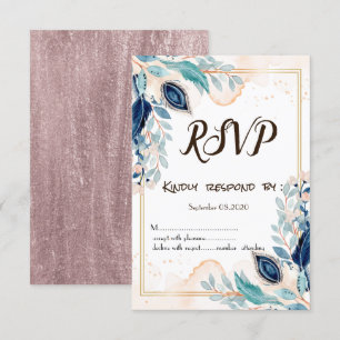 Invitation Aquarelle Peacock Floral RSVP