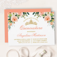 Aquarelle Pêche blanc Floral Quinceanera Party