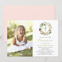 Aquarelle Pêcher Floral Wreath Photo Communion