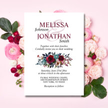 Aquarelle peinte Floral Burgundy Merlot Mariage