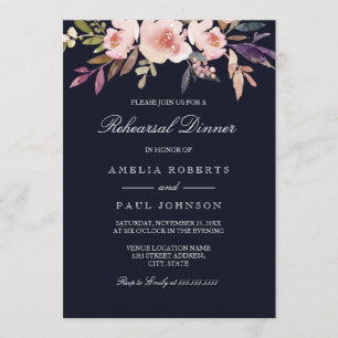 Invitation Aquarelle Peonies Mariage de la Marine Dîner de ré