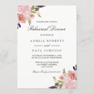 Invitation Aquarelle Peonies Mariage Répétition Dîner Invitat