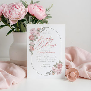Invitation Aquarelle Peony rose Baby shower de fleurs florale