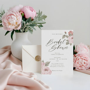 Invitation Aquarelle Peony rose Fête des mariées de fleurs fl