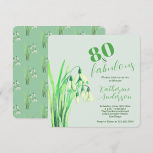 Invitation Aquarelle perce-neige, 80 ans et Fête d'anniversai