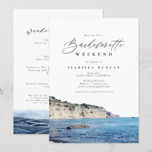 Invitation Aquarelle Père Noël Cruz California Beach Océan