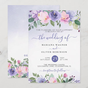 Invitation Aquarelle périphérique et rose Mariage floral Invi