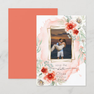 Invitation Aquarelle Persimmon Floral Photo Enregistrer la da