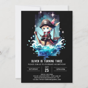 Invitation Aquarelle Personnalisée Pirate Anniversaire
