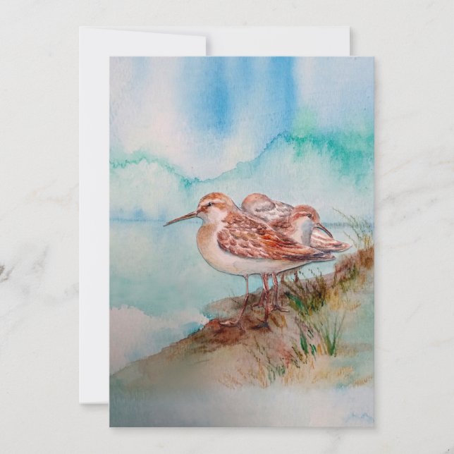 Invitation Aquarelle personnalisée Sandpipers Plage Oiseau Ar (Devant)